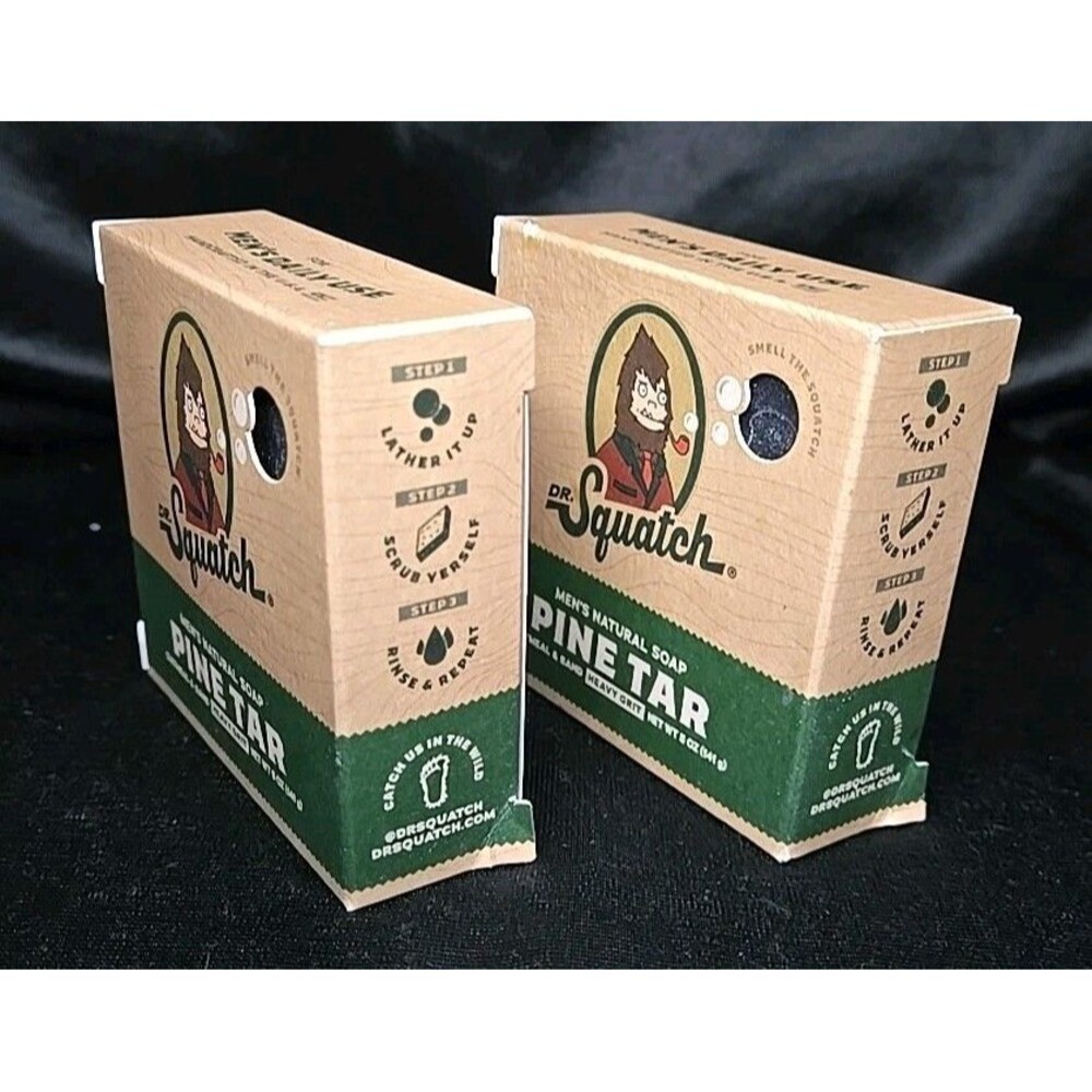 2 Pack - Dr. Squatch Pine Tar Soap for Men - 5oz Each, New - Picture 3 of 5